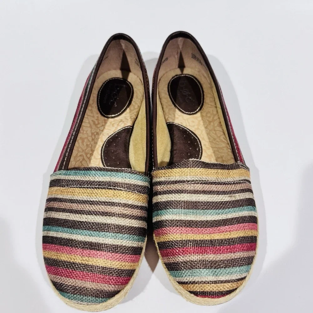 Born Concepts‎ BOC Striped Espadrille Flats Slip On Shoes Women's Size 8 EUC